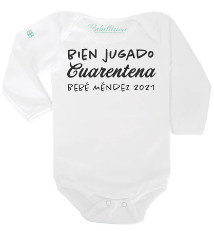 Copia de Pañalero Personalizado Noticia de Embarazo "Bien Jugado Cuarentena"