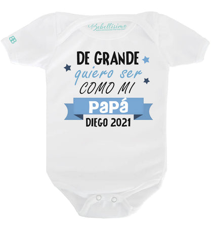 Pañalero Personalizado Día del Padre Modelo "De grande Quiero ser como mi papá" AZUL