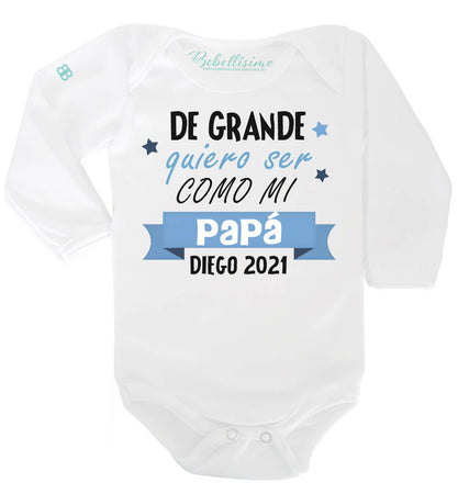 Pañalero Personalizado Día del Padre Modelo "De grande Quiero ser como mi papá" AZUL