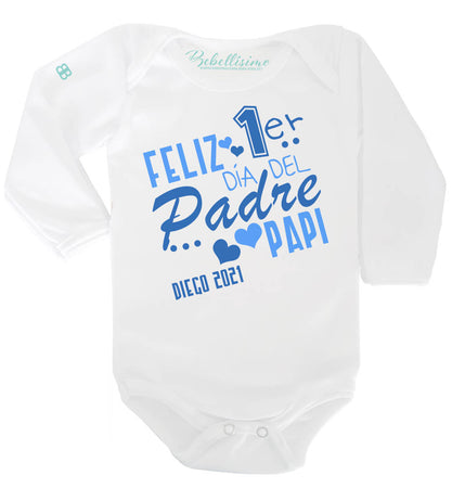 Pañalero Personalizado Día del Padre Modelo "Feliz primer día del padre papi" AZUL