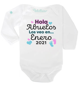 Pañalero Personalizado Noticia de Embarazo "Hola Abuelos" COLOR