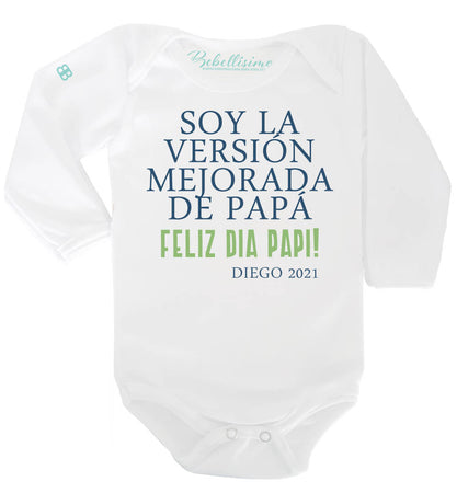 Pañalero Personalizado Día del Padre Modelo "Soy la versión mejorada de papá"